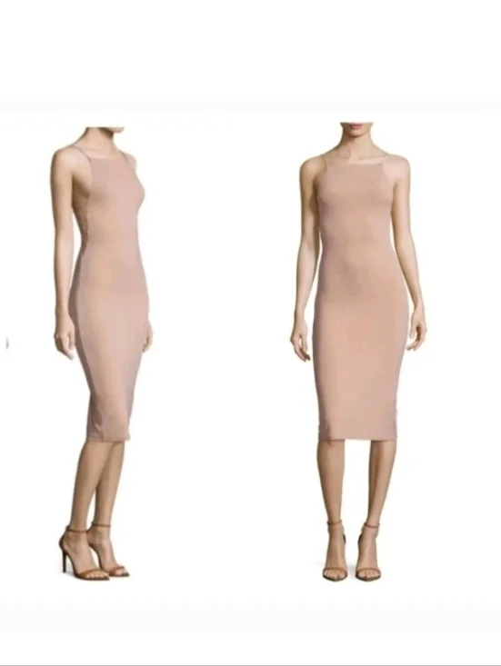 Alice +Olivia Kia Air Beige Midi Length  Dress Size 8 - Picture 3 of 10